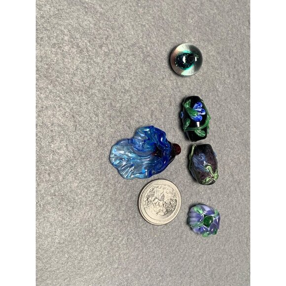 Handmade Lampwork Glass Bead Mix - Floral & Abstract Designs for Jewelry Making - Picture 4 of 8